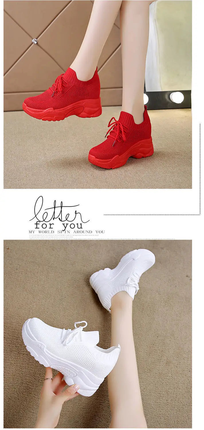 Hidden Heels Women Platform Sneakers Mesh Breathable Casual Shoes for Women Fashion Outdoor Women Running Shoes tenis de mujer