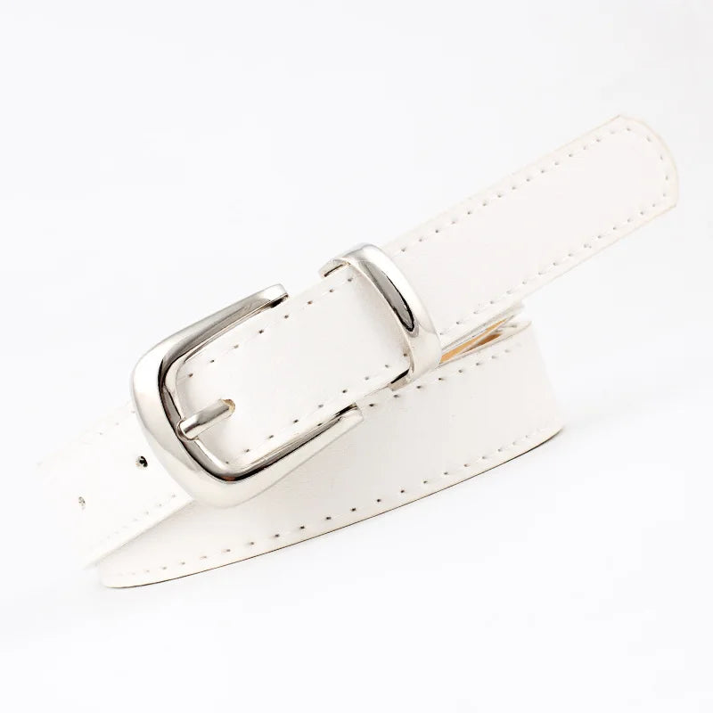 2.4X105cm Women Belts PU Leather Simple Metal Buckle Belt Girls Dress Jean Pants Waistband Belts for Lady Luxury Designer Brand