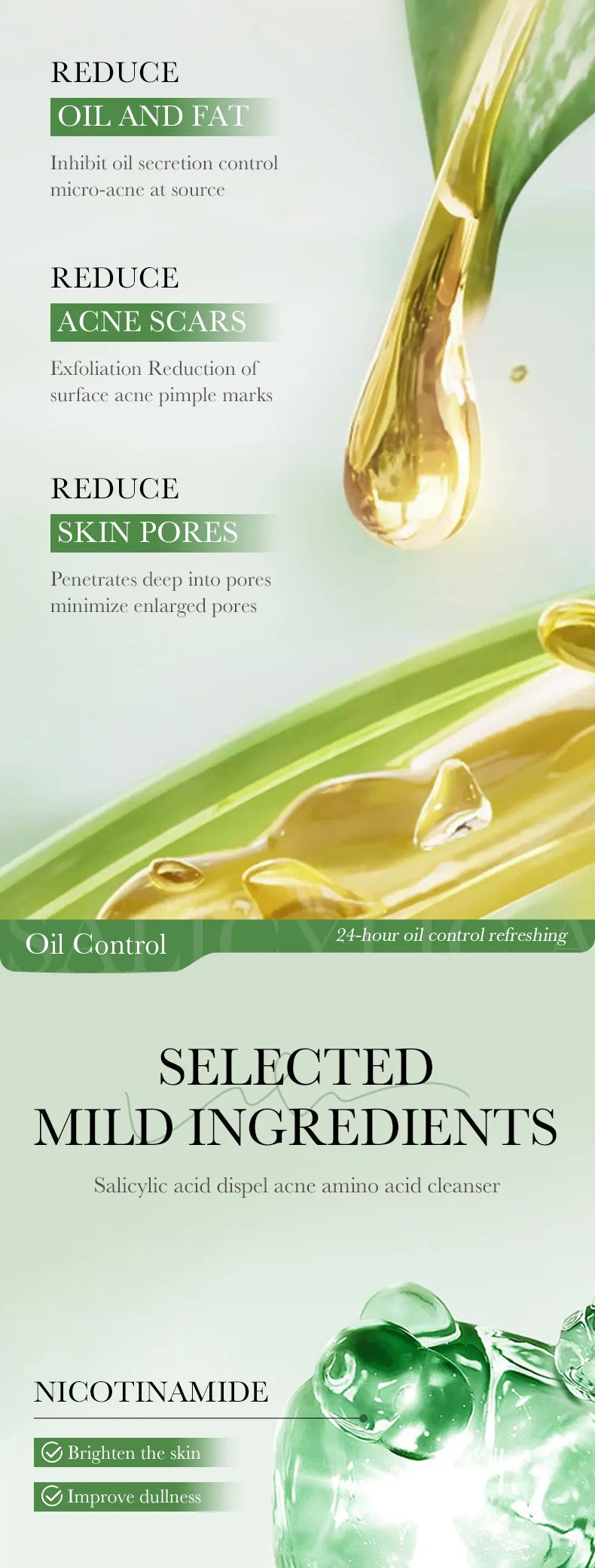 1/2pcs SADOER Salicylic Acid Facial Cleanser Face Wash Foam Face Cleanser Moisturizing Facial Cleansing Face Skin Care Products