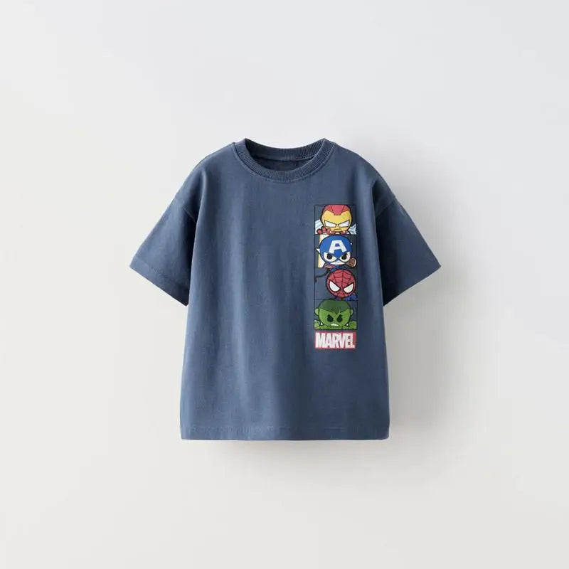 Boys Clothes Trendy Casual T-Shirt Short Sleeve Tops Child Simple Versatile Tees 2025 Summer Baby Print T Crewneck Base Shirt