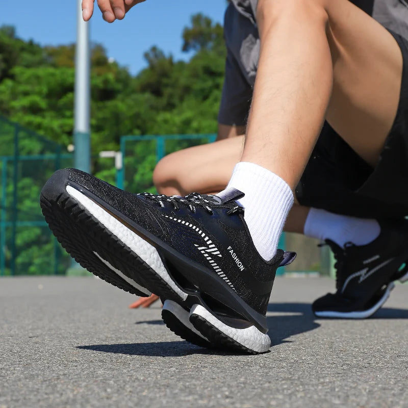 Air Cushion Carbon Plate Sports Running Shoes Men Breathable Lightweight Women's Comfortable Athletic Nonskid Sneakers