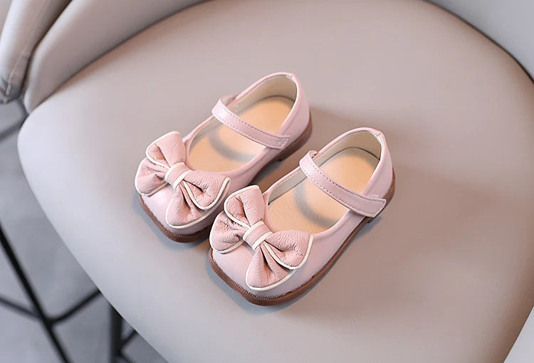 Spring and Autumn Children's Shoes, Small Leather Shoes  Casual Babies Square Mouth Shoes Bow Ties  Princess Shoes Single Shoes