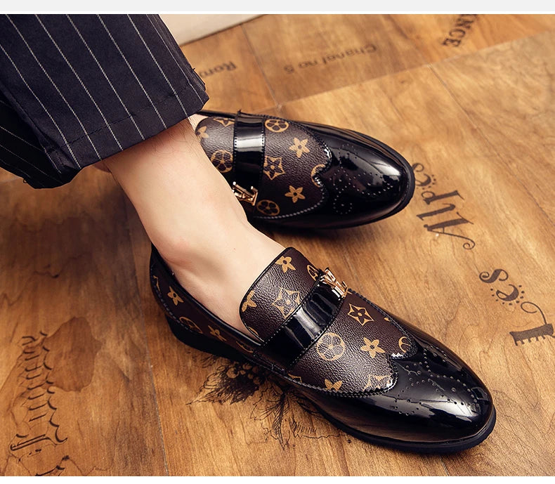 Doudou Shoes New Men's British Business Genuine Leather Slip-On Soft Leather Shoes Pointed Toe Hairstylist Versatile Trendy Shoe