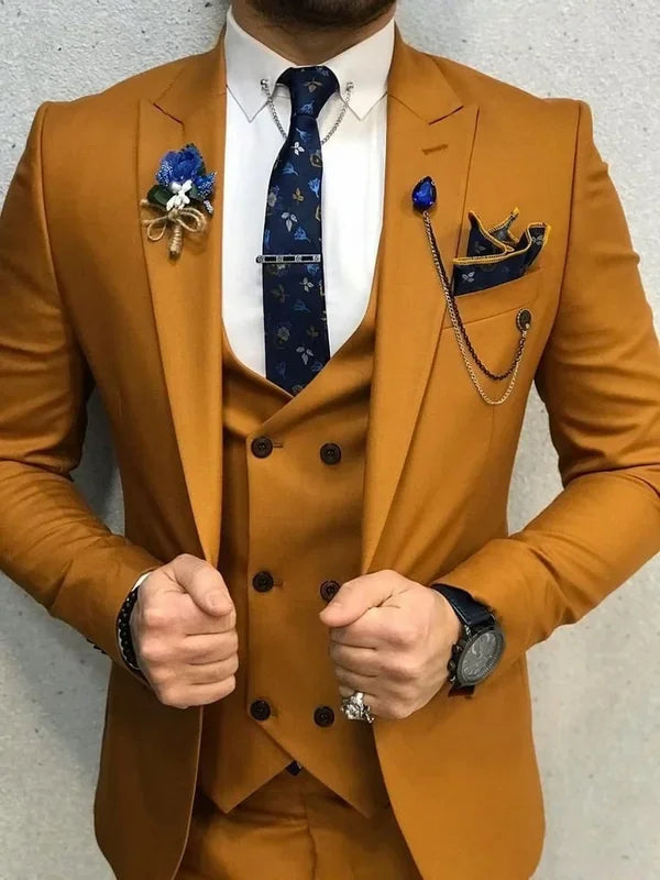 Three-piece Men Suit Spring and Autumn High Quality Custom Made Business Wedding PromBlazer Sets Slim Fit Costume Homme