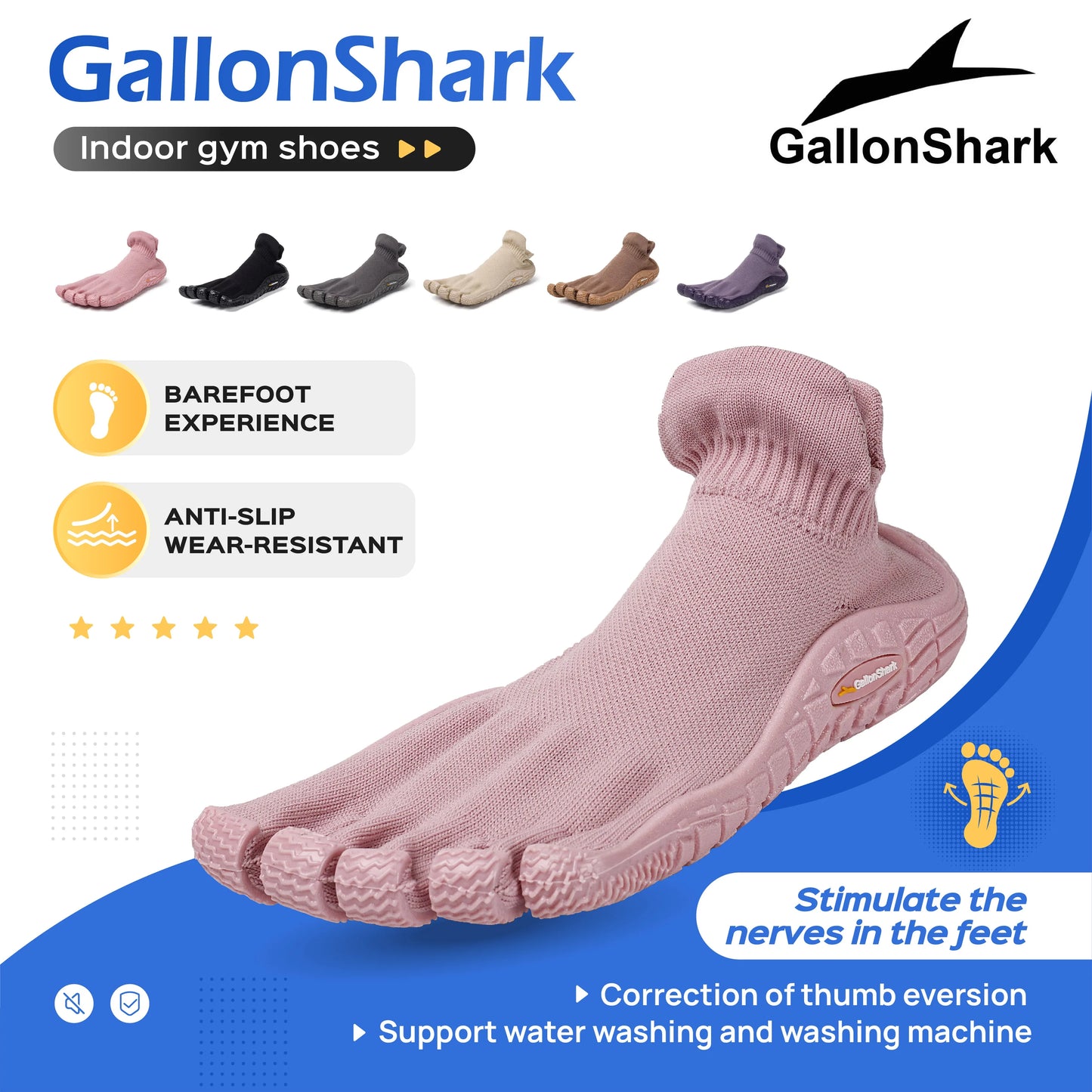 Five finger shoes, split toe shoes, men's and women's fitness soft soled shoes, Pilates yoga fitness barefoot shoes, beach shoes