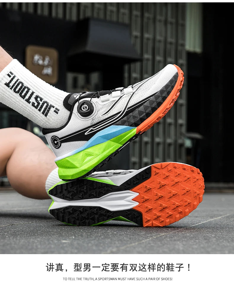 2025 New Lightweight Outdoor Casual Sports Shoes With Rotating Buckle Carbon Plate And Popcorn Outsole Running Shoes For Men