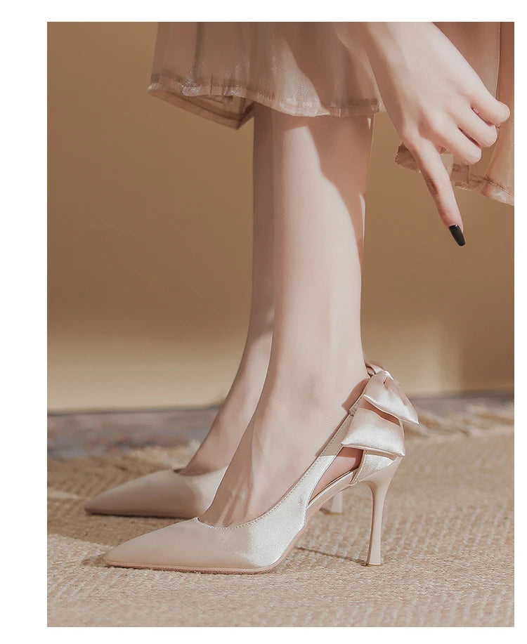 Wedding Heels Women Luxury Brand Design String Bead Pearls High Heels Ladies Sexy Elegant Pointed Toe White Black Pumps2025