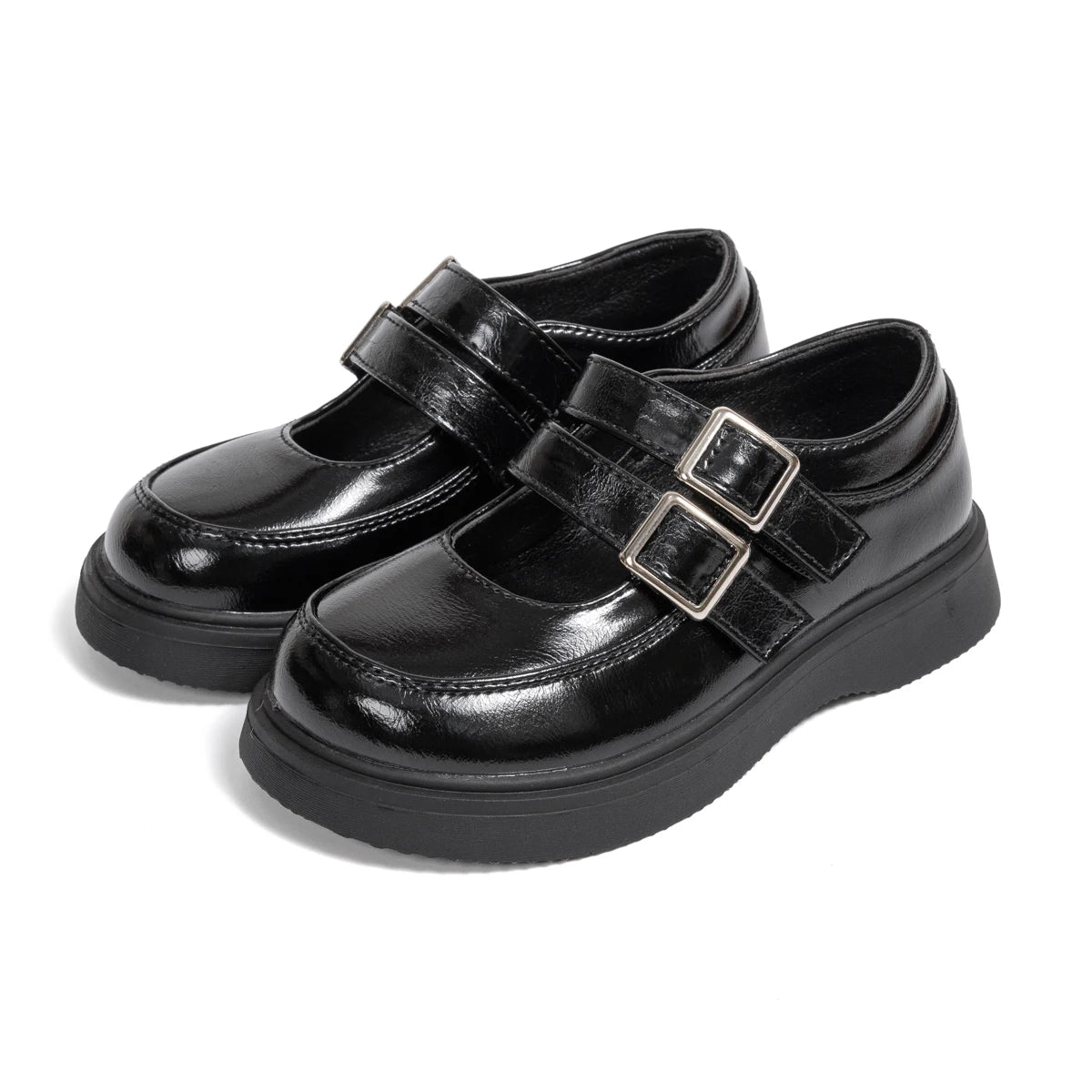 Classic Children's Leather Shoes Spring and Autumn Bow Metal Buckle Mary Jane Party Shoes Soft Bottom Black Princess Shoes