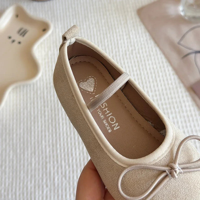 2025 Spring Autumn New Children Leather Shoes for Girls Fashion Korean Style Soft Sole Anti-slippery Sweet Bowtie Princess Shoes