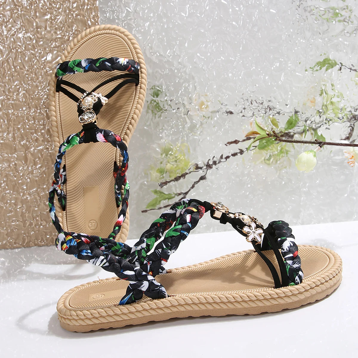 Handwoven sandals, ultra-lightweight and comfortable ethnic-style flat sandals