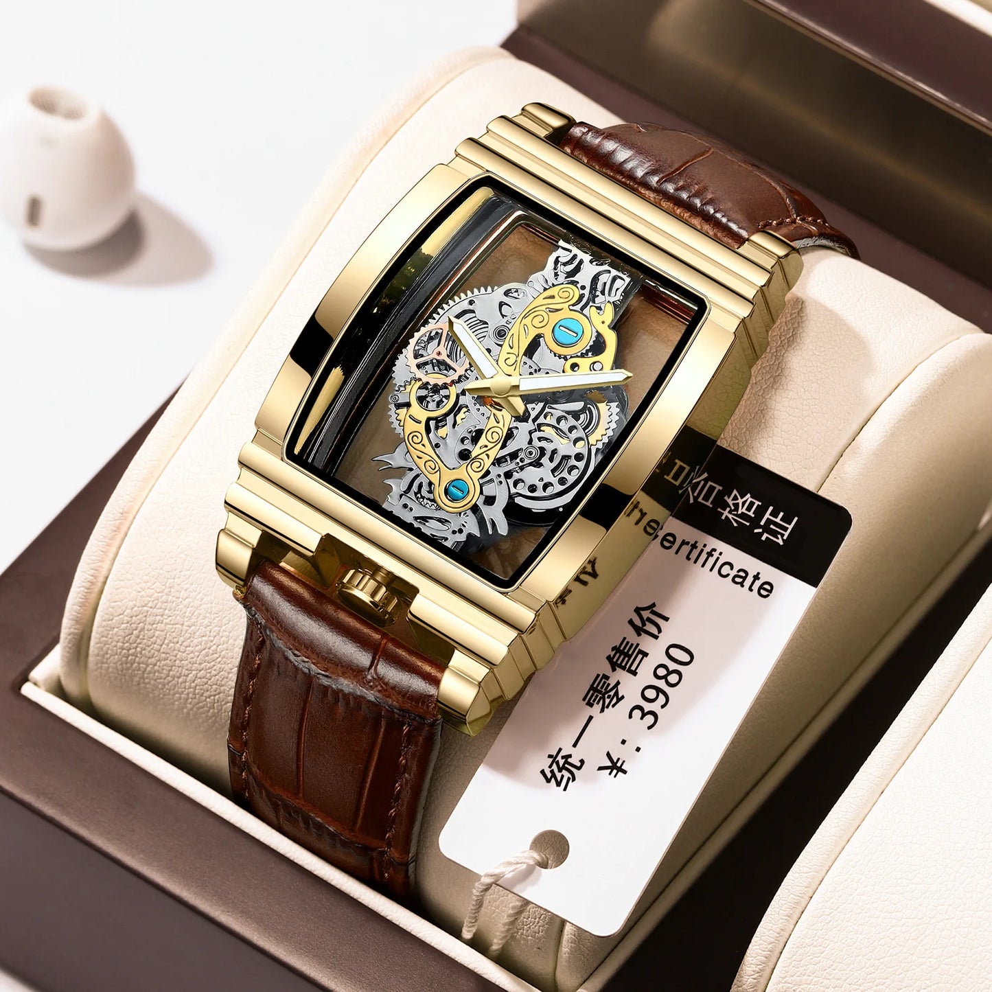 2024 Transparent Full Hollow Men Watch Metal Leather Quartz Mens Watches Waterproof Glow Cross-border Male Clock Wristwatch