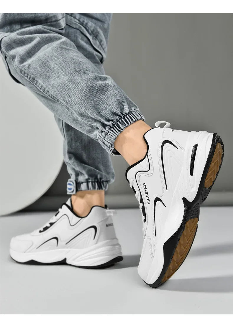 Men's Waterproof Leather Sneakers - Outdoor Walking Sports Shoes