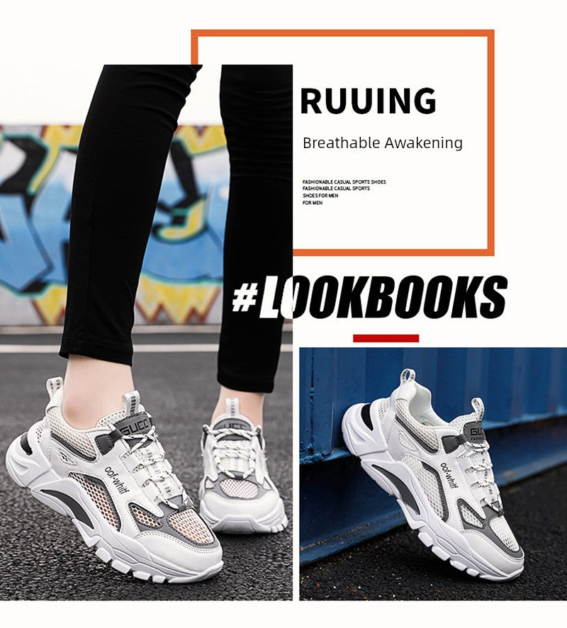 Summer Mesh Men's Breathable Shoes Sneaker Men's Summer Thin Single Mesh Plus Size Teenagers Junior High School Student Mesh Shoes