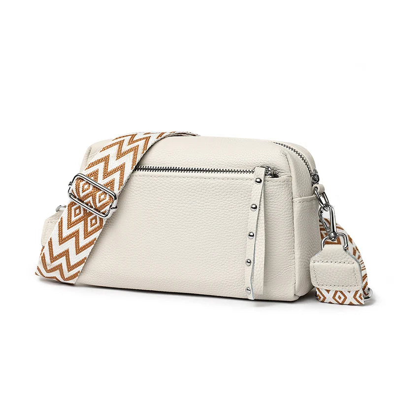 100% Cowhide 3 Layers Crossbody Shoulder Bag Luxury Genuine Leather Messenger Bag Fashion Daily Use For Women Wallet HandBag