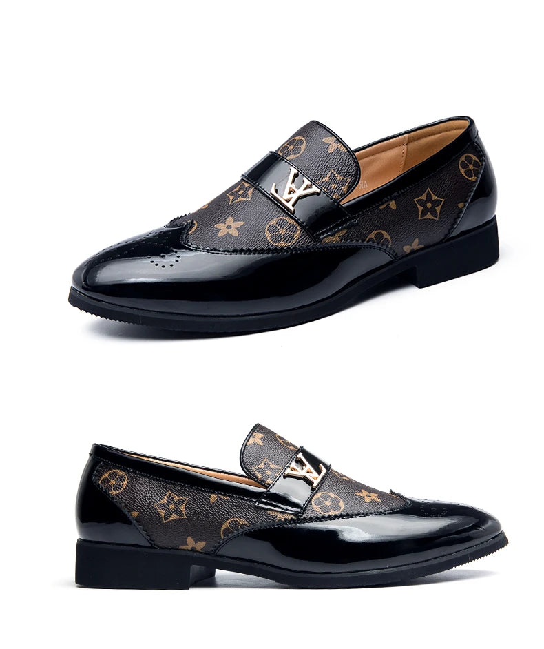Doudou Shoes New Men's British Business Genuine Leather Slip-On Soft Leather Shoes Pointed Toe Hairstylist Versatile Trendy Shoe