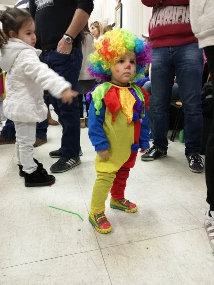 Children Halloween Buffoon Costumes Baby Clown Cosplay Costume Circus Jumpsuits Kids Christmas Day New Year Rompers Hat