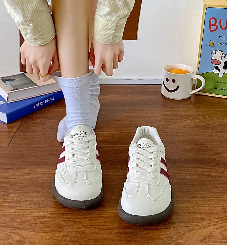 Women's Casual Outdoor Lace UpSport Shoes 2025 Spring Autumn Designer Korean Round Toe Sneakers Vulcanized Shoes Tenis De Mujer