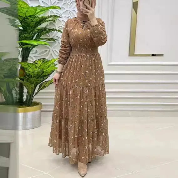 Arab Long Robe Muslim Dress Flower Print Jalabiya Ramadan Kaftan Abaya for Women Dresses Morocco Dubai Abayas Islam Vestidos