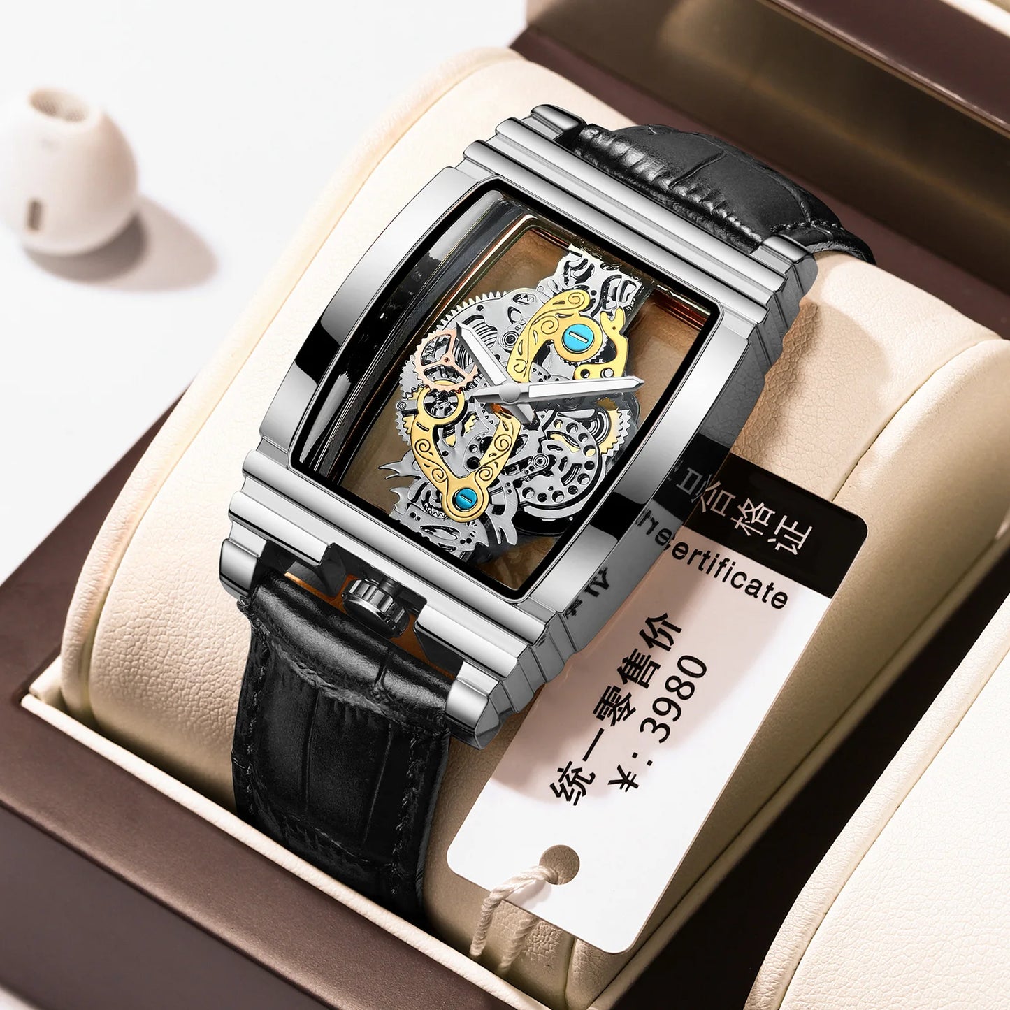 2024 Transparent Full Hollow Men Watch Metal Leather Quartz Mens Watches Waterproof Glow Cross-border Male Clock Wristwatch
