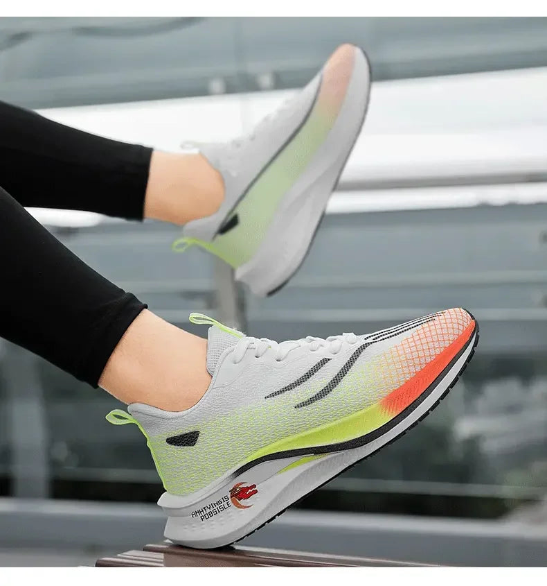 Marathon Air Cushion Carbon Plate Sports Running Shoes Men Breathable Lightweight Women's Comfortable Athletic Nonskid Sneakers