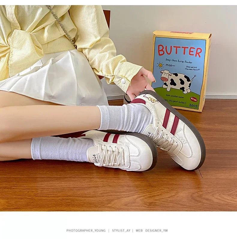 Women's Casual Outdoor Lace UpSport Shoes 2025 Spring Autumn Designer Korean Round Toe Sneakers Vulcanized Shoes Tenis De Mujer
