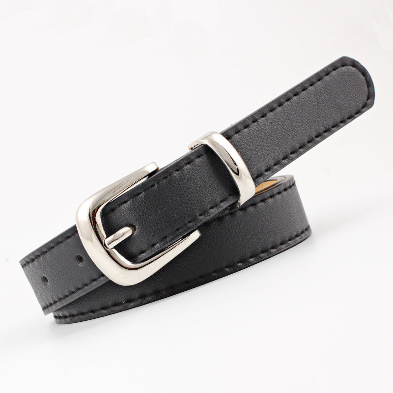 2.4X105cm Women Belts PU Leather Simple Metal Buckle Belt Girls Dress Jean Pants Waistband Belts for Lady Luxury Designer Brand