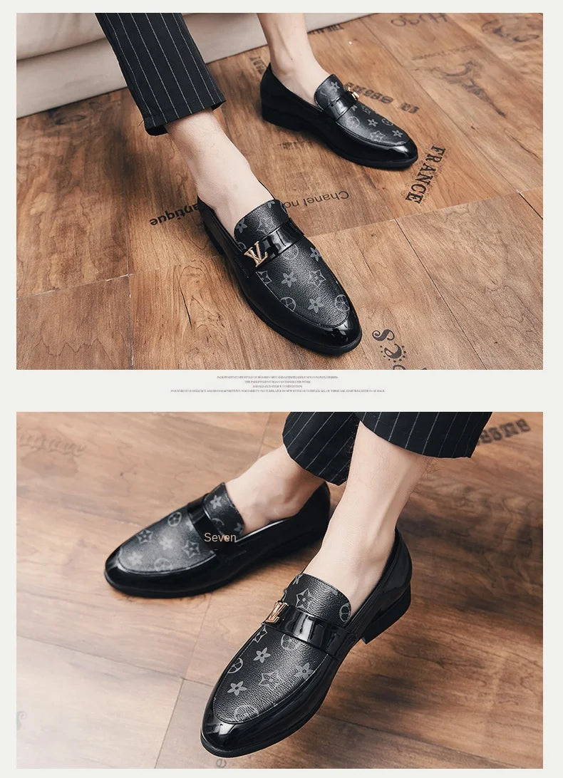 Loafers 2025 New Men's Shoes British Business Genuine Leather Slip-On Soft Surface Small Leather Shoes Pointed Toe Trendy Shoes