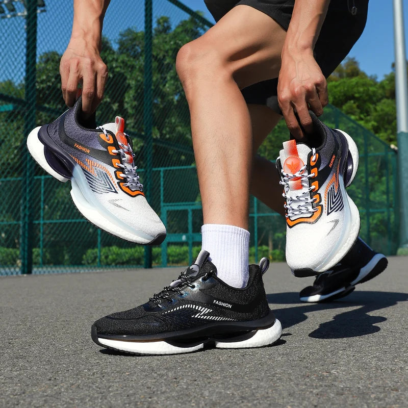 Air Cushion Carbon Plate Sports Running Shoes Men Breathable Lightweight Women's Comfortable Athletic Nonskid Sneakers