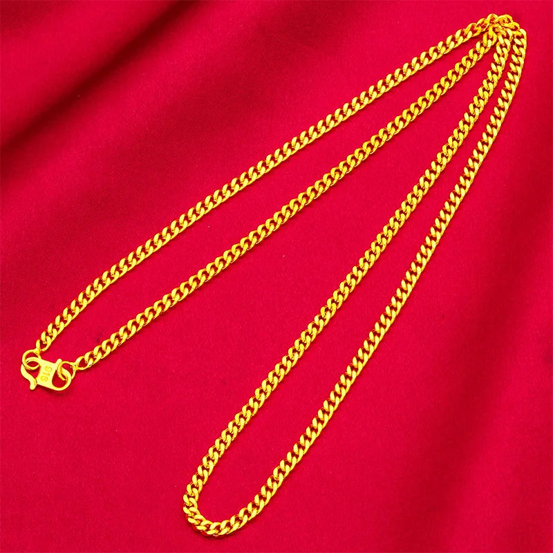 Women's 24K Gold S-Clasp Necklace, AU999 Fine Gold, Stylish & Versatile