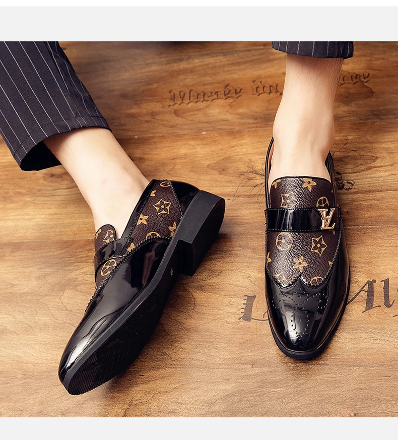 Doudou Shoes New Men's British Business Genuine Leather Slip-On Soft Leather Shoes Pointed Toe Hairstylist Versatile Trendy Shoe