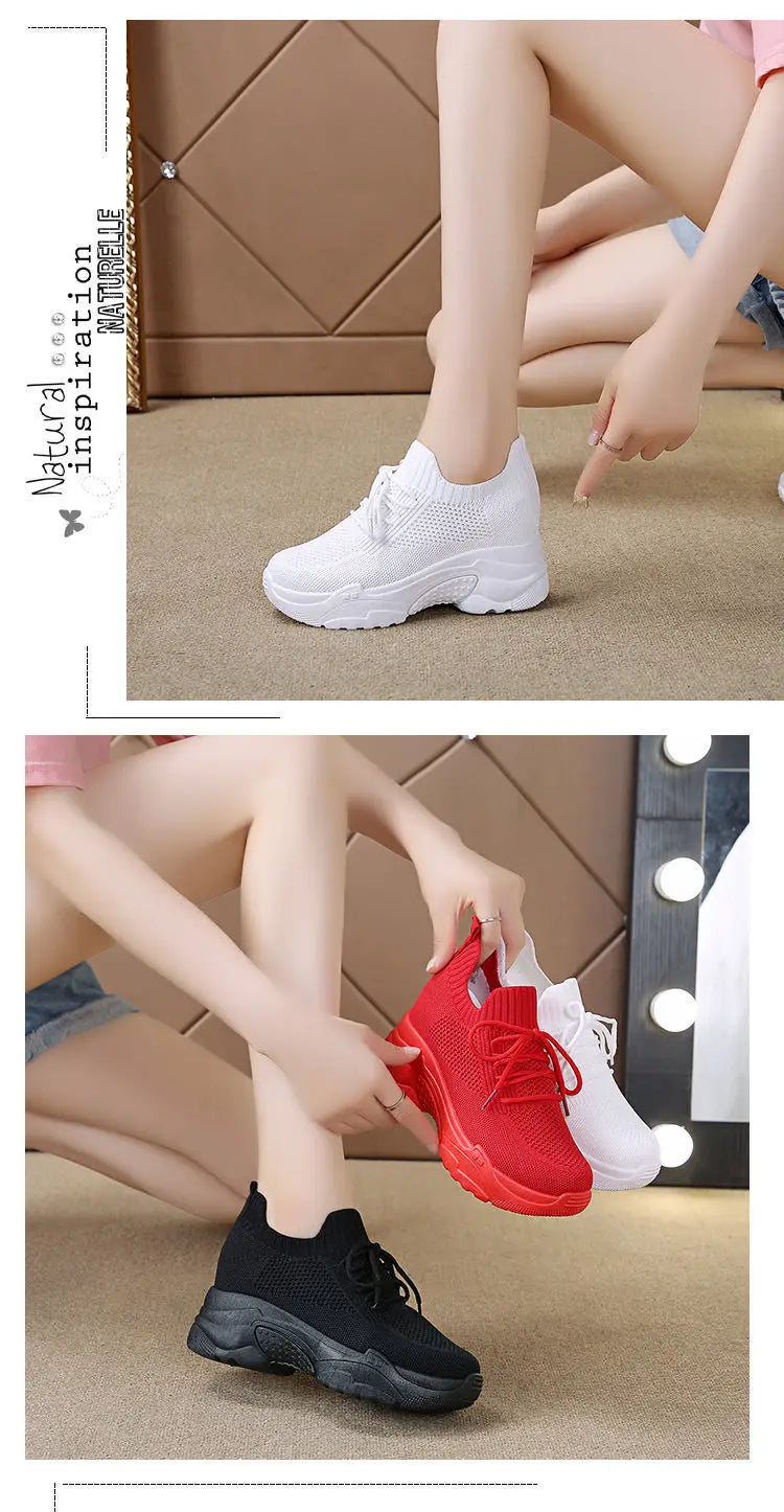 Hidden Heels Women Platform Sneakers Mesh Breathable Casual Shoes for Women Fashion Outdoor Women Running Shoes tenis de mujer