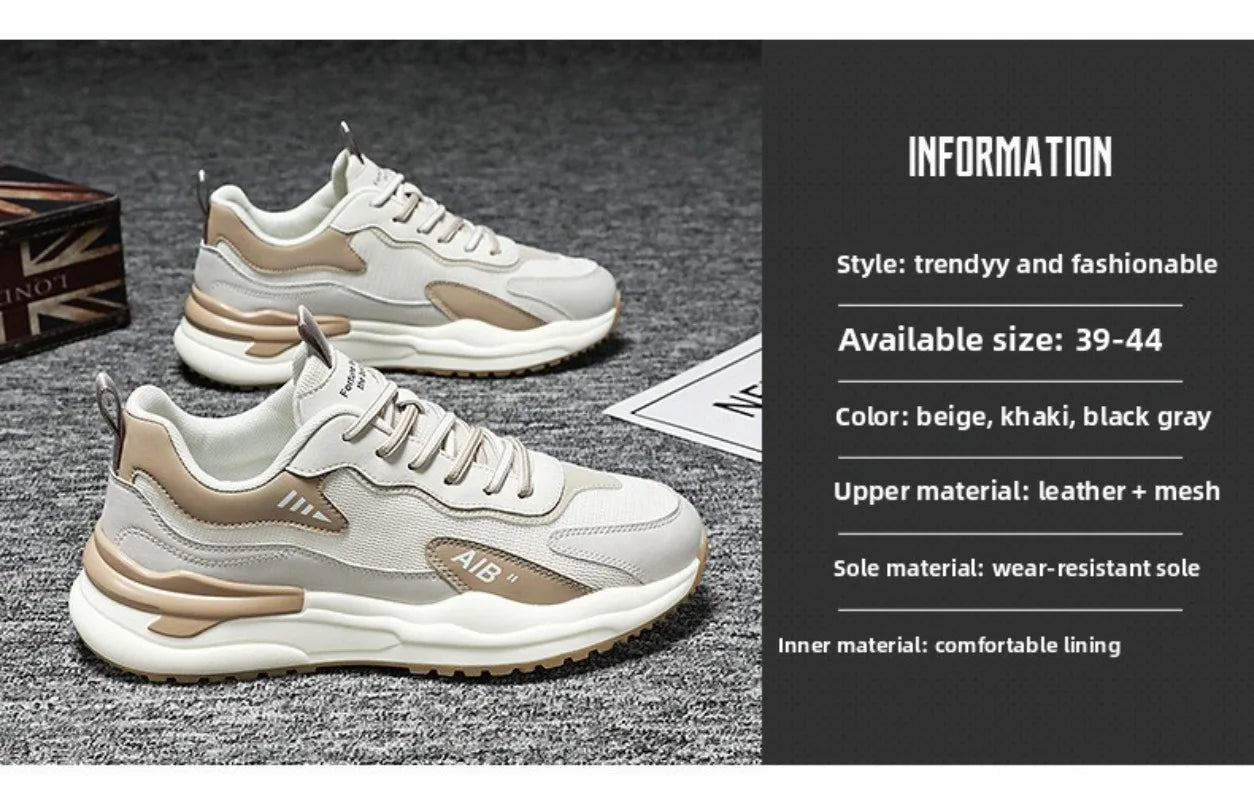 2025 Men's Shoes Autumn Sports Shoes Versatile Casual Shoe Running Anti Slip Height Increasing Dad Trendy Shoe Summer