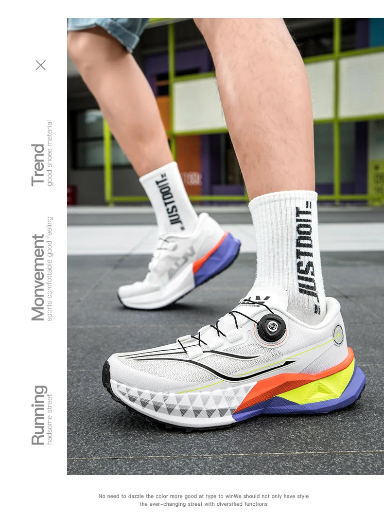 2025 New Lightweight Outdoor Casual Sports Shoes With Rotating Buckle Carbon Plate And Popcorn Outsole Running Shoes For Men