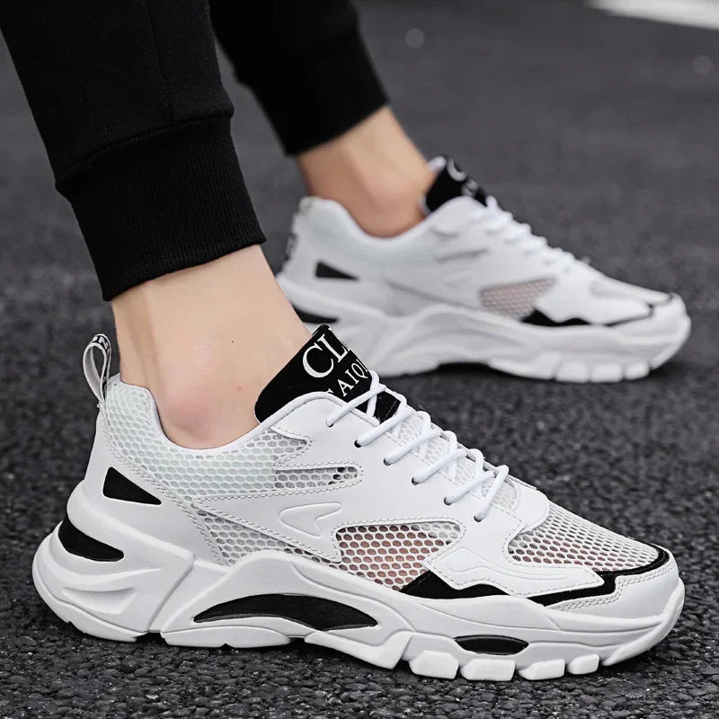 Mesh Men's Sneakers white summer platform sneakers Stylish Lace-up Male Sneaker Breathable Man Tenis Footwear men's sports shoes