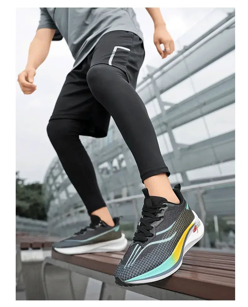 Marathon Air Cushion Carbon Plate Sports Running Shoes Men Breathable Lightweight Women's Comfortable Athletic Nonskid Sneakers