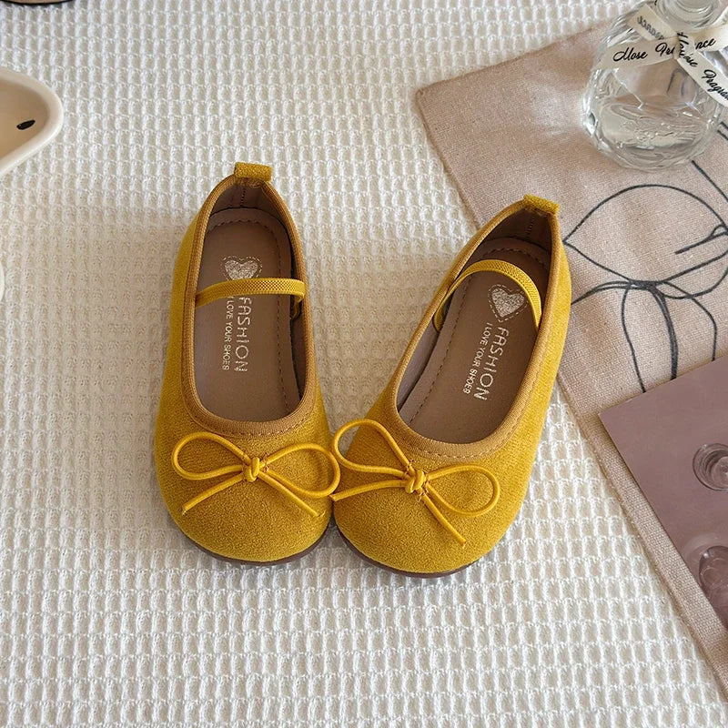 2025 Spring Autumn New Children Leather Shoes for Girls Fashion Korean Style Soft Sole Anti-slippery Sweet Bowtie Princess Shoes