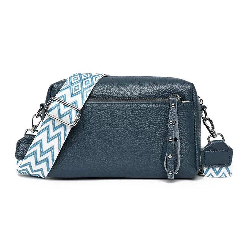 100% Cowhide 3 Layers Crossbody Shoulder Bag Luxury Genuine Leather Messenger Bag Fashion Daily Use For Women Wallet HandBag