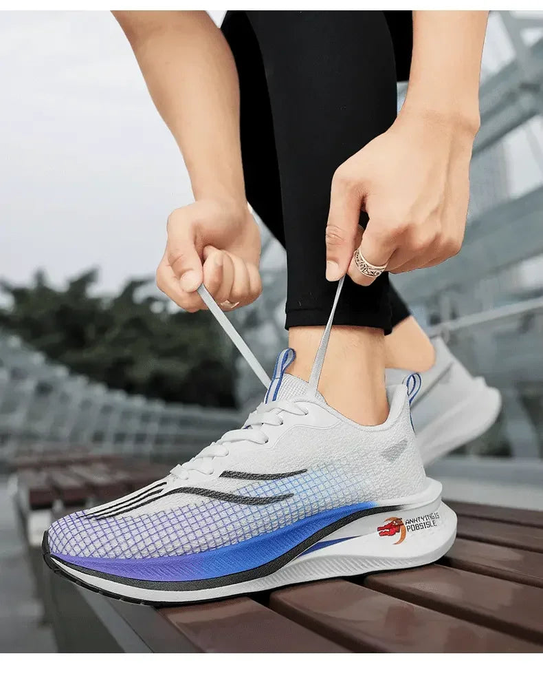 Marathon Air Cushion Carbon Plate Sports Running Shoes Men Breathable Lightweight Women's Comfortable Athletic Nonskid Sneakers