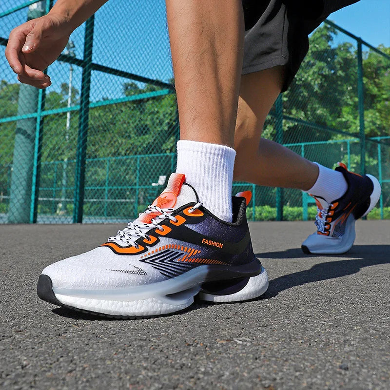 Air Cushion Carbon Plate Sports Running Shoes Men Breathable Lightweight Women's Comfortable Athletic Nonskid Sneakers