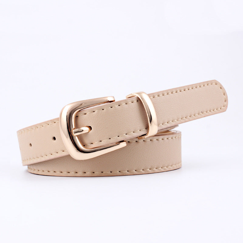 2.4X105cm Women Belts PU Leather Simple Metal Buckle Belt Girls Dress Jean Pants Waistband Belts for Lady Luxury Designer Brand