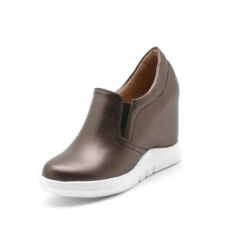 Hidden Platform Wedges Sneakers Women Spring Autumn Casual Shoes On Platform Comfort Wedge Heels Red White Sneaker Female