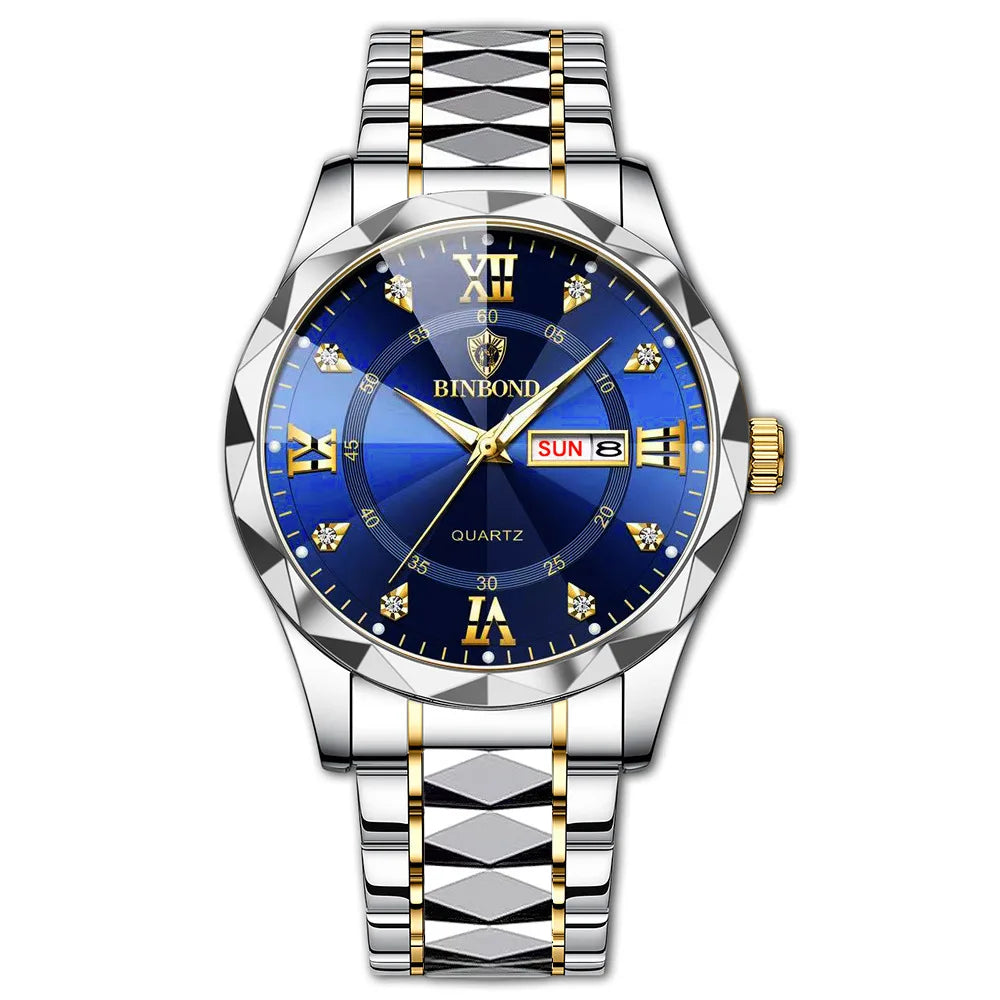 2pcs/set Couple Watches 30M Waterproof Fashion Valentine's Day Gift Stainless Steel Crystal Watch Men Women Quartz Watch 2521