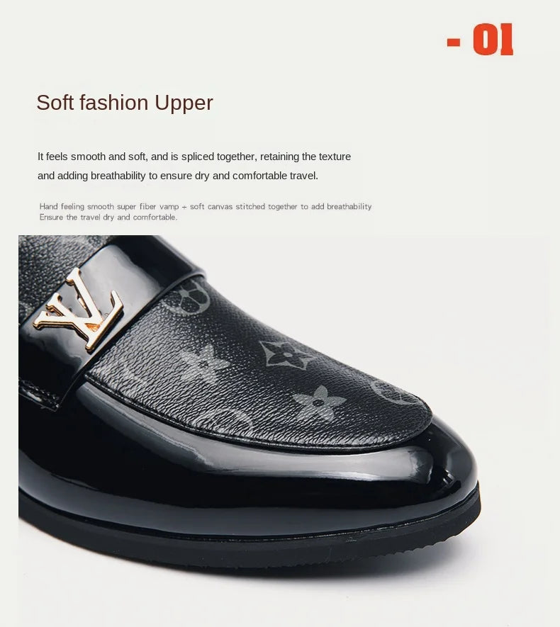 Loafers 2025 New Men's Shoes British Business Genuine Leather Slip-On Soft Surface Small Leather Shoes Pointed Toe Trendy Shoes