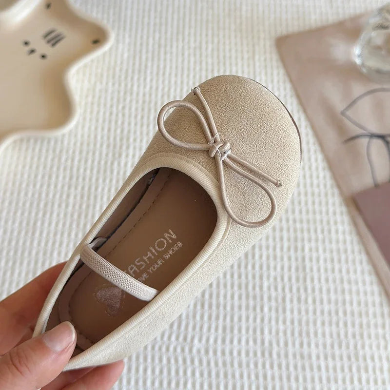 2025 Spring Autumn New Children Leather Shoes for Girls Fashion Korean Style Soft Sole Anti-slippery Sweet Bowtie Princess Shoes