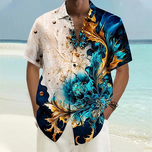 Trend Floral Graphic Shirts For Men Fashion 3D Printed Short Sleeve Summer Casual Hawaiian Shirts Loose Streetwear Blouse 2024