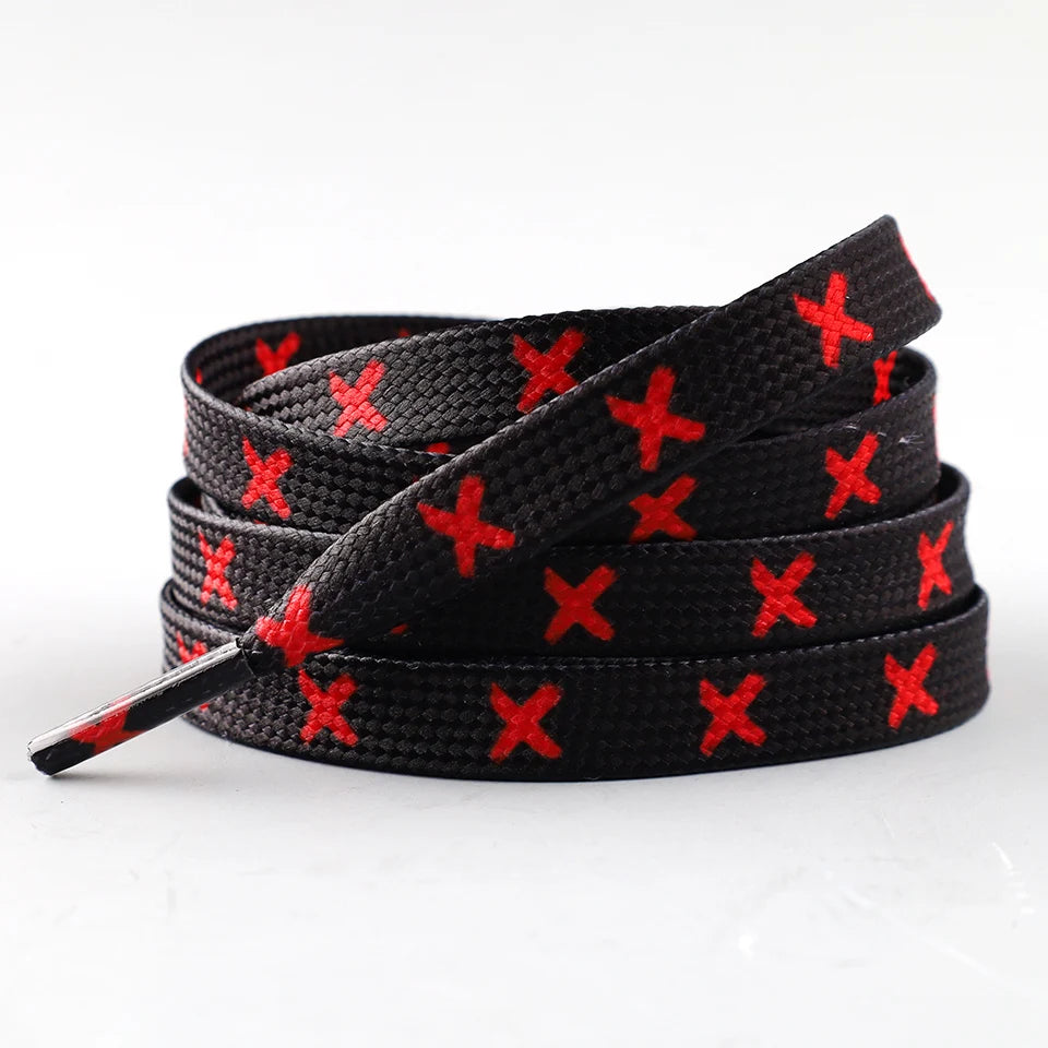 Black Red Banned Shoe Laces for AF1/AJ MWTD Chicago Striped Infrared Banned Shoelaces Flat Basketball Shoe Laces for Sneakers