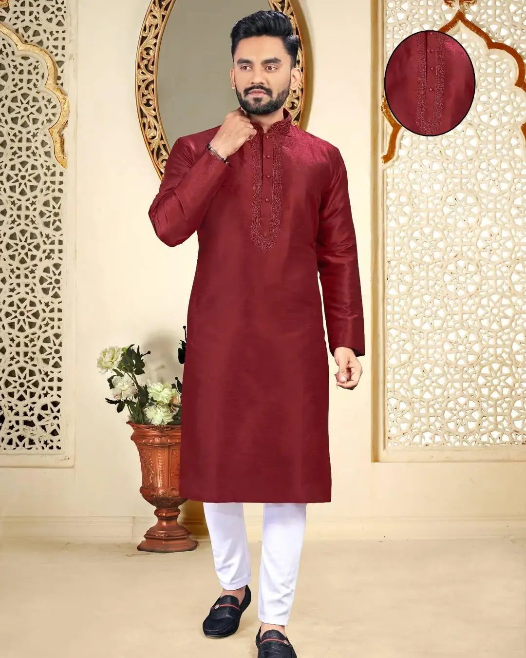 2025 Summer Men'S Digital Printed Kurta Vardha Regular Fit Mandarin Collar Long Kurtas Style For Men