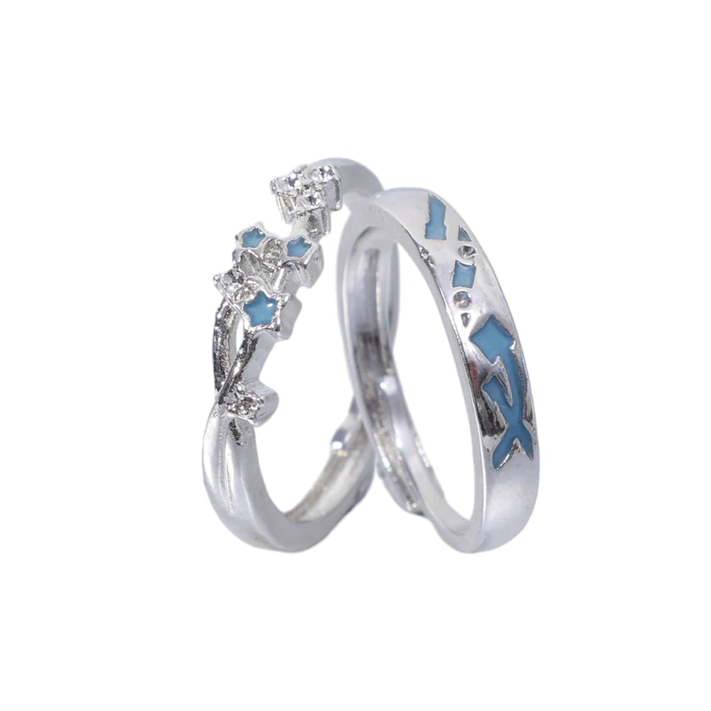 Sweet Couple Night Glowing Star Style Unique Design Premium Feel Adjustable Rings Simple Opening Luminous Lovers Exquisite Ring