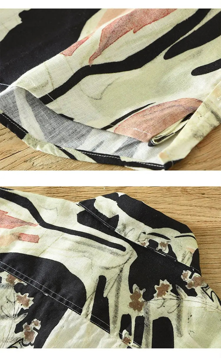 Short Sleeve  Fashion Turn-down Collar Simple Comfortable Versatile Selling Trend Temperament Comfortable Shirts Tops Print Men