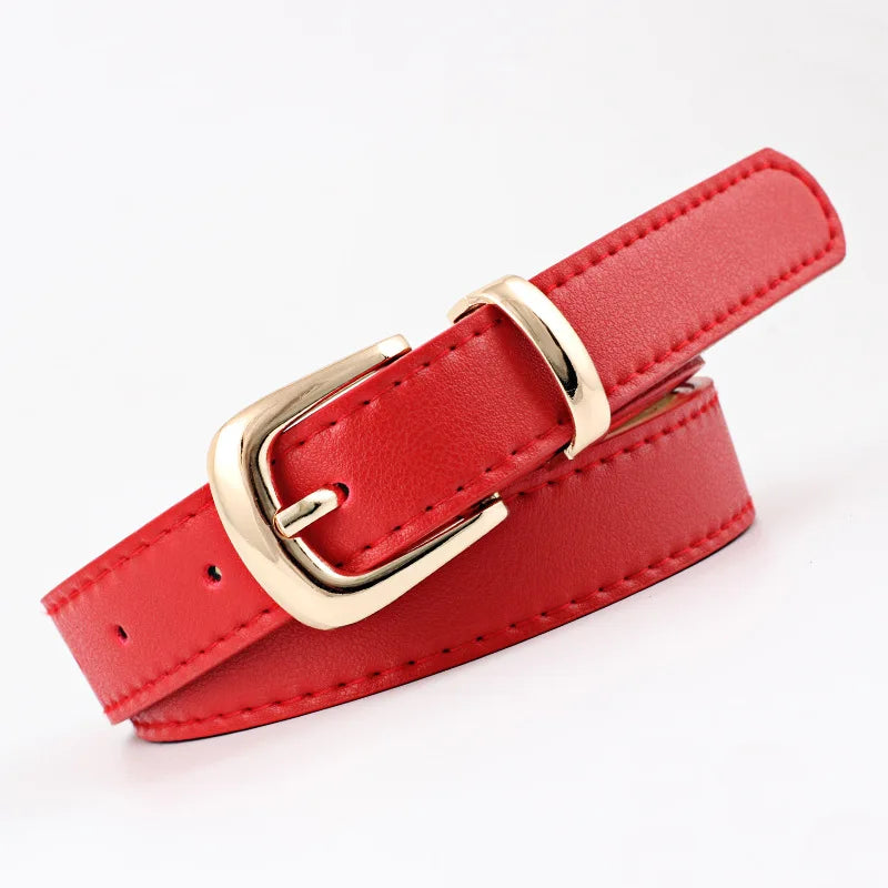 2.4X105cm Women Belts PU Leather Simple Metal Buckle Belt Girls Dress Jean Pants Waistband Belts for Lady Luxury Designer Brand